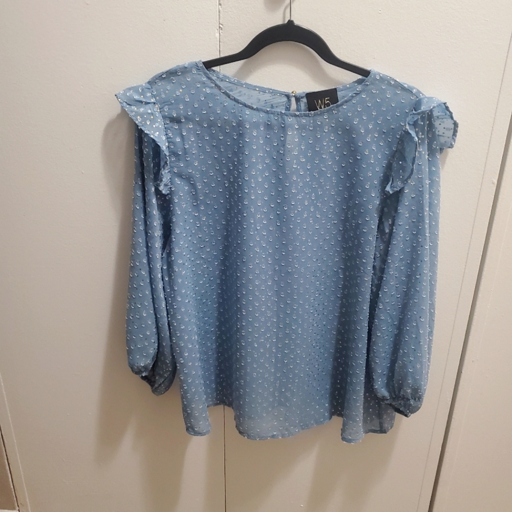 W5 brand | never worn| light blue and gold dotted blouse | size XL
